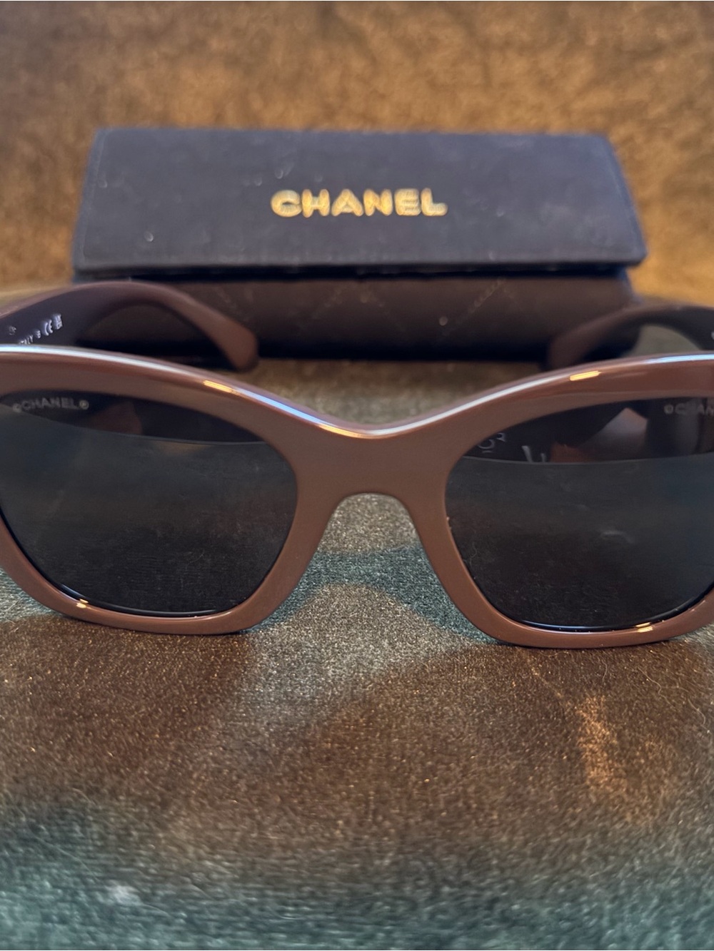 CHANEL Brown Frame Sunglasses with Black Lenses